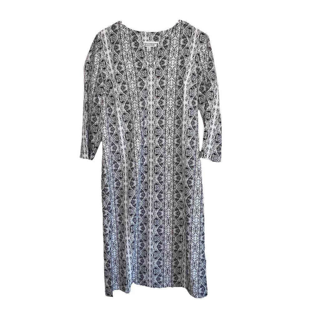 COOLIBAR UPF 50+ Fiji Long Tunic MIDI Dress Medium Black Beach Pool Outdoor Ad14